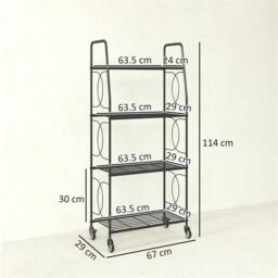 Nordara 4-Tier Metal Plant Stand Heavy Duty Ladder Shelf Indoor Outdoor in Black - Size: 100 cm x 100 cm - thumbnail 2