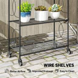 Nordara 4-Tier Metal Plant Stand Heavy Duty Ladder Shelf Indoor Outdoor in Black - Size: 100 cm x 100 cm - thumbnail 6