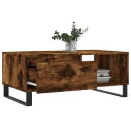 Berkfield Home Coffee Table Smoked Oak 90x50x36.5 cm Engineered Wood in Brown - thumbnail 4