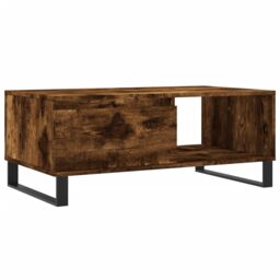 Berkfield Home Coffee Table Smoked Oak 90x50x36.5 cm Engineered Wood in Brown - thumbnail 2