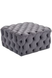 Living and Home 70cm W Grey Velvet Buttoned Tufted Square Footstool Coffee Table - thumbnail 4