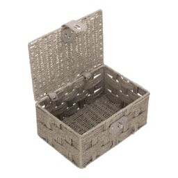 Red Hamper Grey Woven Paper Rope Picnic Basket - Size: Small - thumbnail 4