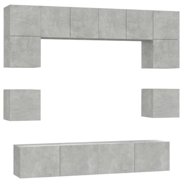 Berkfield Home 8 Piece TV Cabinet Set Concrete Grey Engineered Wood - image 1