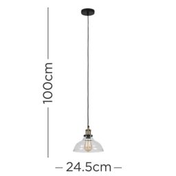 ValueLights Wallace Industrial Shallow Glass Shade Ceiling Pendant Drop Light in Clear - thumbnail 6