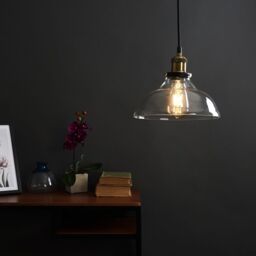 ValueLights Wallace Industrial Shallow Glass Shade Ceiling Pendant Drop Light in Clear - thumbnail 5