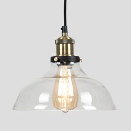 ValueLights Wallace Industrial Shallow Glass Shade Ceiling Pendant Drop Light in Clear - thumbnail 4