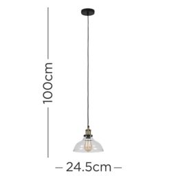 ValueLights Wallace Industrial Shallow Glass Shade Ceiling Pendant Drop Light in Clear - thumbnail 7