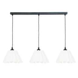 ValueLights Lauren White Pleated Shade 3 Drop Bar Black Diner Ceiling Light - thumbnail 2