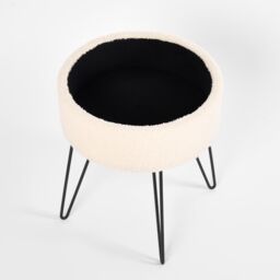 OHS Boucle Fleece Foot Stool Storage Seat Chair in Cream - thumbnail 3