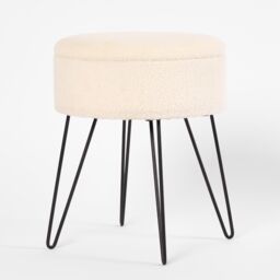 OHS Boucle Fleece Foot Stool Storage Seat Chair in Cream - thumbnail 5