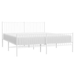 Berkfield Home Metal Bed Frame with Headboard & Footboard White 193x203 cm - thumbnail 5