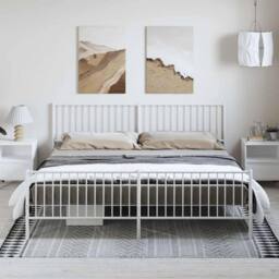 Berkfield Home Metal Bed Frame with Headboard & Footboard White 193x203 cm - thumbnail 2