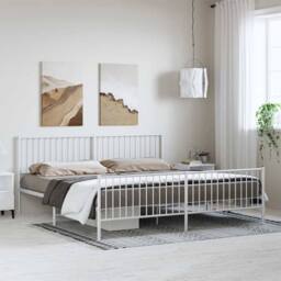 Berkfield Home Metal Bed Frame with Headboard & Footboard White 193x203 cm - thumbnail 1