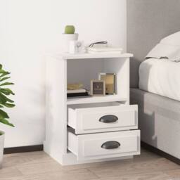 Berkfield Home Bedside Cabinet White 43x36x60 cm - Size: 43 x 36 x 60 cm - thumbnail 3
