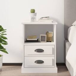 Berkfield Home Bedside Cabinet White 43x36x60 cm - Size: 43 x 36 x 60 cm - thumbnail 2