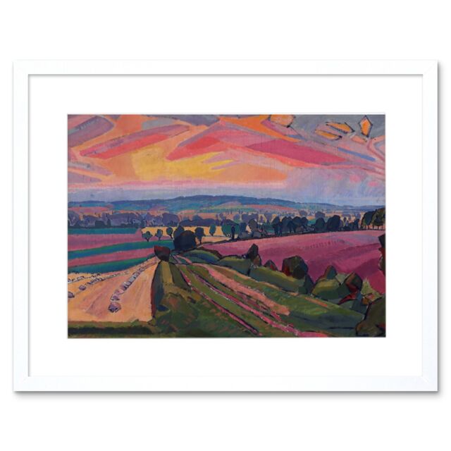 "Artery8 Wall Art Print Spencer Gore The Icknield Way Artwork Framed 9X7 Inch in White - Size: W7"" x H9""" - image 1
