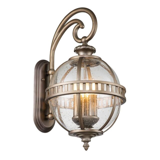 Netlighting Kichler Halleron Outdoor Wall Lantern Burnished Bronze IP44 in Brown - image 1