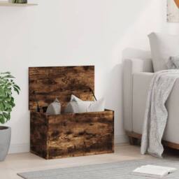 Berkfield Home Storage Box Smoked Oak 60x35x35 cm Engineered Wood in Brown - Size: 60 x 35 x 35 cm - thumbnail 3