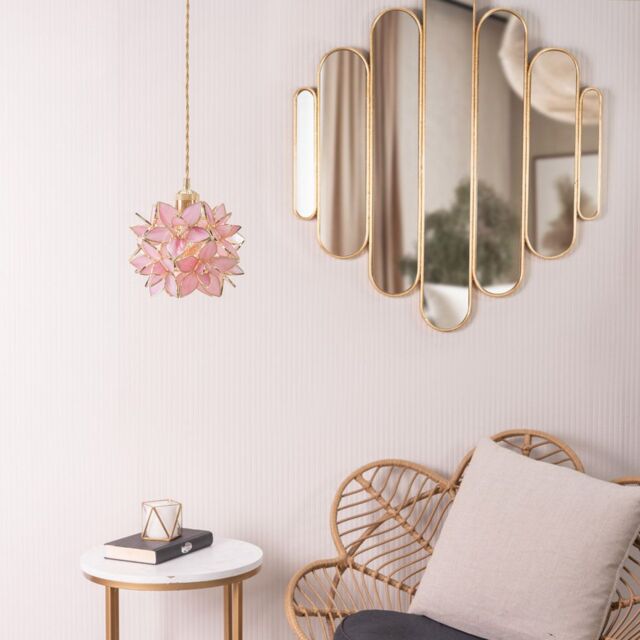 ValueLights Reine Glass Flower Easy Fit Pendant Light in Bright Pink - Size: 8 inches - image 1