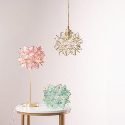 ValueLights Reine Glass Flower Easy Fit Pendant Light in Bright Pink - Size: 8 inches - thumbnail 4
