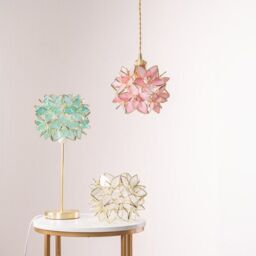 ValueLights Reine Glass Flower Easy Fit Pendant Light in Bright Pink - Size: 8 inches - thumbnail 3