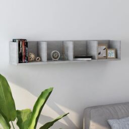 Berkfield Home CD Wall Shelf Concrete Grey 100x18x18 cm Engineered Wood - Size: 100 x 18 x 18 cm