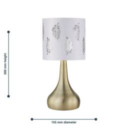 First Choice Lighting Set of 2 Romana - Antique Brass Touch Lamps with White Fern Shades in Gold - thumbnail 5