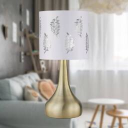 First Choice Lighting Set of 2 Romana - Antique Brass Touch Lamps with White Fern Shades in Gold - thumbnail 3