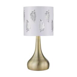 First Choice Lighting Set of 2 Romana - Antique Brass Touch Lamps with White Fern Shades in Gold - thumbnail 2