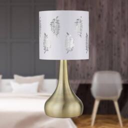 First Choice Lighting Set of 2 Romana - Antique Brass Touch Lamps with White Fern Shades in Gold - thumbnail 4