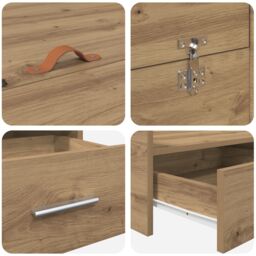 Berkfield Home Storage Bed Frame with Drawer with Headboard with Storage Artisan oak 120 x 190 cm in Brown - thumbnail 9