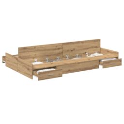 Berkfield Home Storage Bed Frame with Drawer with Headboard with Storage Artisan oak 120 x 190 cm in Brown - thumbnail 3