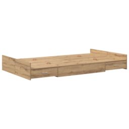 Berkfield Home Storage Bed Frame with Drawer with Headboard with Storage Artisan oak 120 x 190 cm in Brown - thumbnail 2