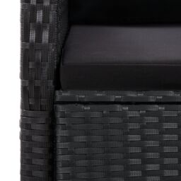 Berkfield Home 11 Piece Garden Dining Set with Cushions Black Poly Rattan - thumbnail 6