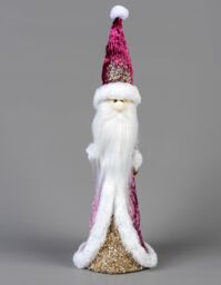 Shatchi 34cm Burgundy Santa - Christmas Figurine in Pink