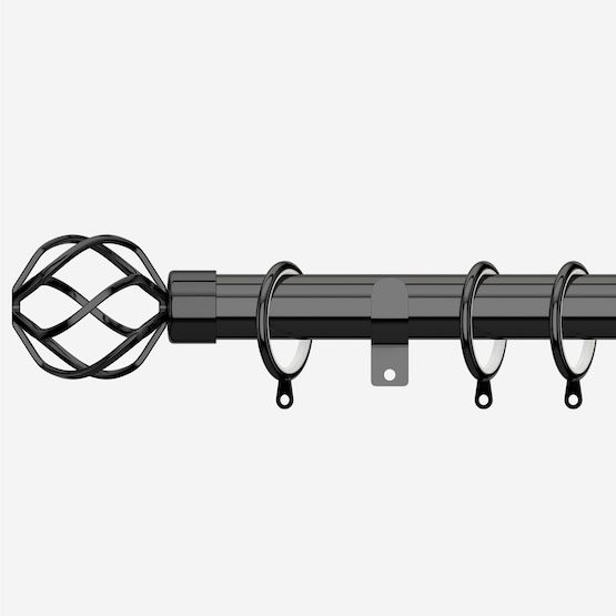 New Edge Blinds Black Nickel 28mm Cage Fixed Length Metal Curtain Pole - Size: 220 cm - image 1