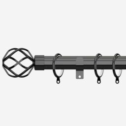 New Edge Blinds Black Nickel 28mm Cage Fixed Length Metal Curtain Pole - Size: 220 cm - thumbnail 1
