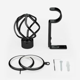 New Edge Blinds Black Nickel 28mm Cage Fixed Length Metal Curtain Pole - Size: 220 cm - thumbnail 3