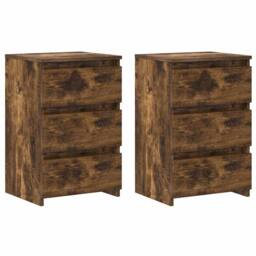 Berkfield Home Bed Cabinets 2 pcs Smoked Oak 40x35x62.5 cm Engineered Wood in Brown - thumbnail 1