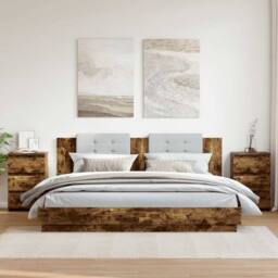 Berkfield Home Bed Cabinets 2 pcs Smoked Oak 40x35x62.5 cm Engineered Wood in Brown - thumbnail 2