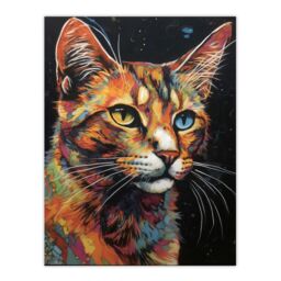 "Artery8 The Cats Eyes By Amy Longford Tortoiseshell Modern Painting Heterochromia Acrylic Extra Large XL Wall Art Poster Print - Size: W24"" x H32""" - thumbnail 1