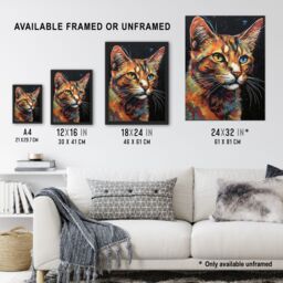 "Artery8 The Cats Eyes By Amy Longford Tortoiseshell Modern Painting Heterochromia Acrylic Extra Large XL Wall Art Poster Print - Size: W24"" x H32""" - thumbnail 3