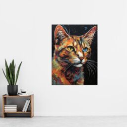 "Artery8 The Cats Eyes By Amy Longford Tortoiseshell Modern Painting Heterochromia Acrylic Extra Large XL Wall Art Poster Print - Size: W24"" x H32""" - thumbnail 4