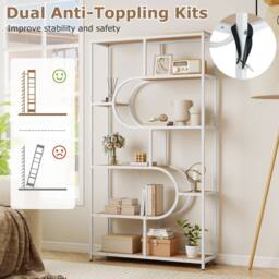 Gymax Industrial 8-Tier Bookshelf U-Shaped Bookcase Metal Frame Organizer in White - thumbnail 4