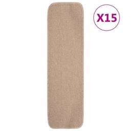 Berkfield Home Decorative Anti Slip Stair Mats 15 pcs 75x20 cm Beige Rectangular - Size: Medium - thumbnail 2