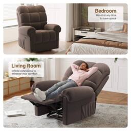NESTLUNE Brown Power Lift Riser Recliner Chair Armchair - Size: 100 cm x 80 cm - thumbnail 5