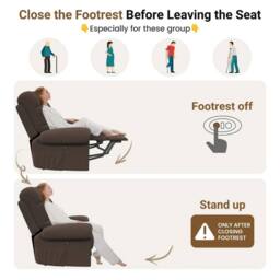 NESTLUNE Brown Power Lift Riser Recliner Chair Armchair - Size: 100 cm x 80 cm - thumbnail 6