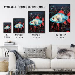 Artery8 Wall Art Print Gods Blue Fish Unclassified Creation Files Robot Hybrid Secret Military Schematic Futuristic Arcane Manuscript Gift For Him - thumbnail 3