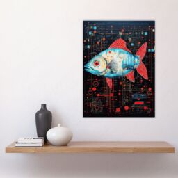 Artery8 Wall Art Print Gods Blue Fish Unclassified Creation Files Robot Hybrid Secret Military Schematic Futuristic Arcane Manuscript Gift For Him - thumbnail 4