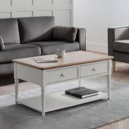 Cheshire Avignon 2 Drawer Coffee Table in Limed Oak & Grey in Light Grey - thumbnail 4
